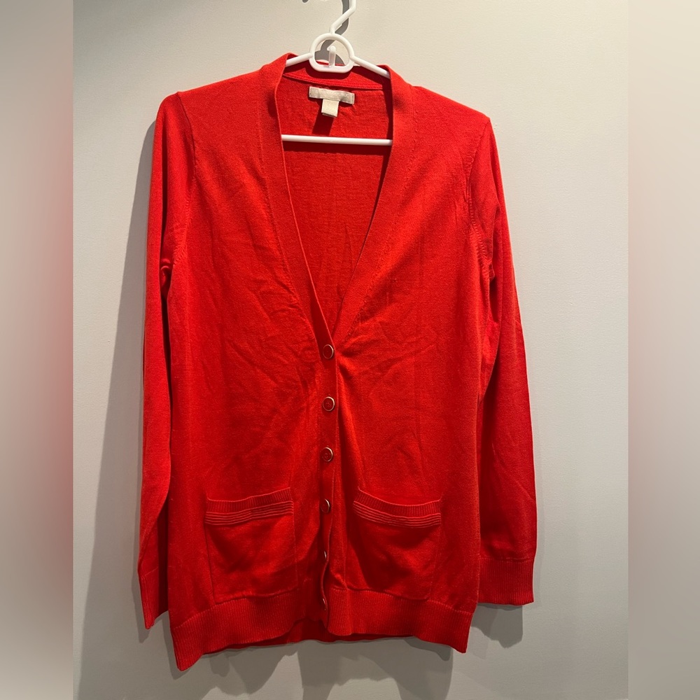 Talbots red button cardigan